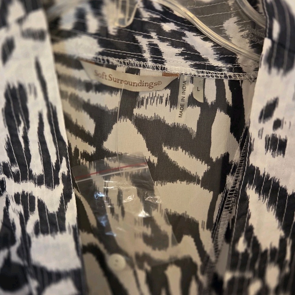 Soft Surroundings Sheer Hi Lo Tunic Long V Neck 3/4 Sleeves Tags Summer - Picture 3 of 8